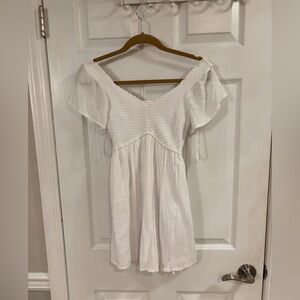 Off the shoulder white flowy dress